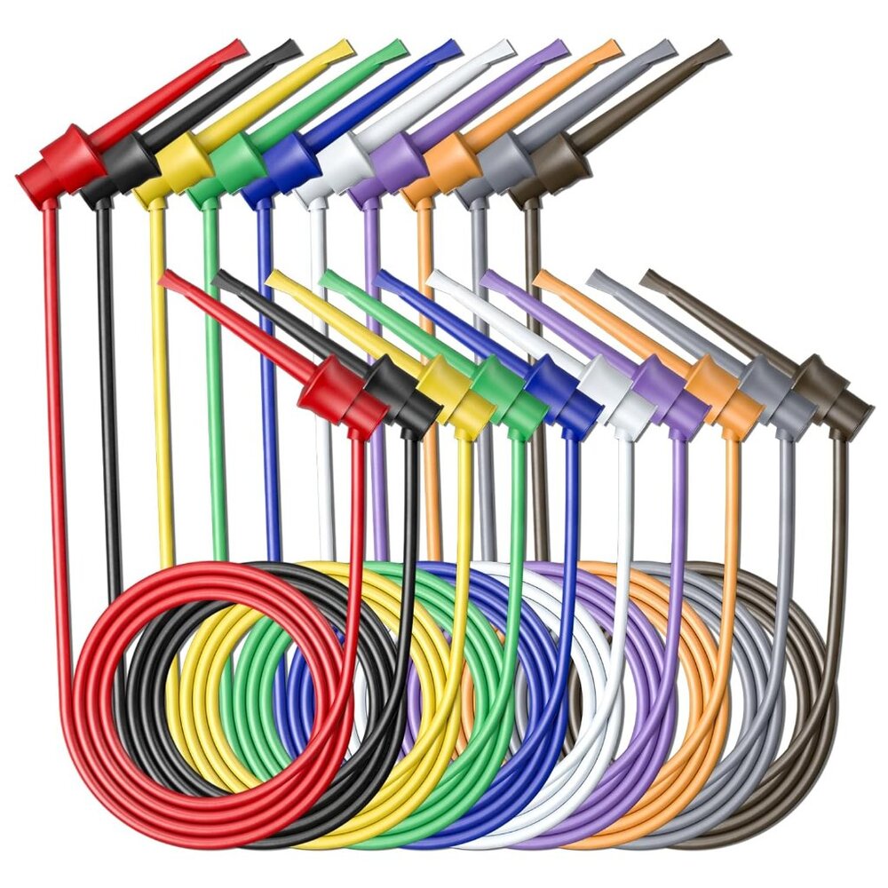 Test Leads 10PCS Test Hook Clip to Hook Clip Testing Cables Wires Dual IC Hooks